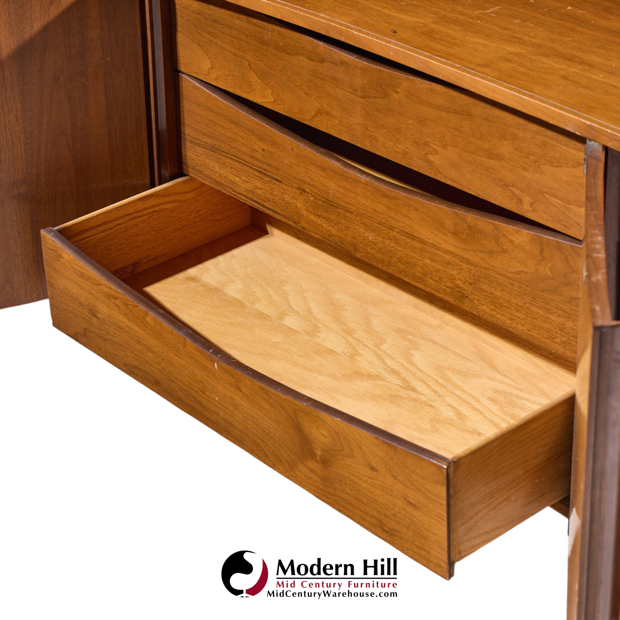 unagusta mid century walnut curved lowboy dresser