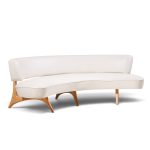 vladimir kagan mid century tiger maple floating curve sofa