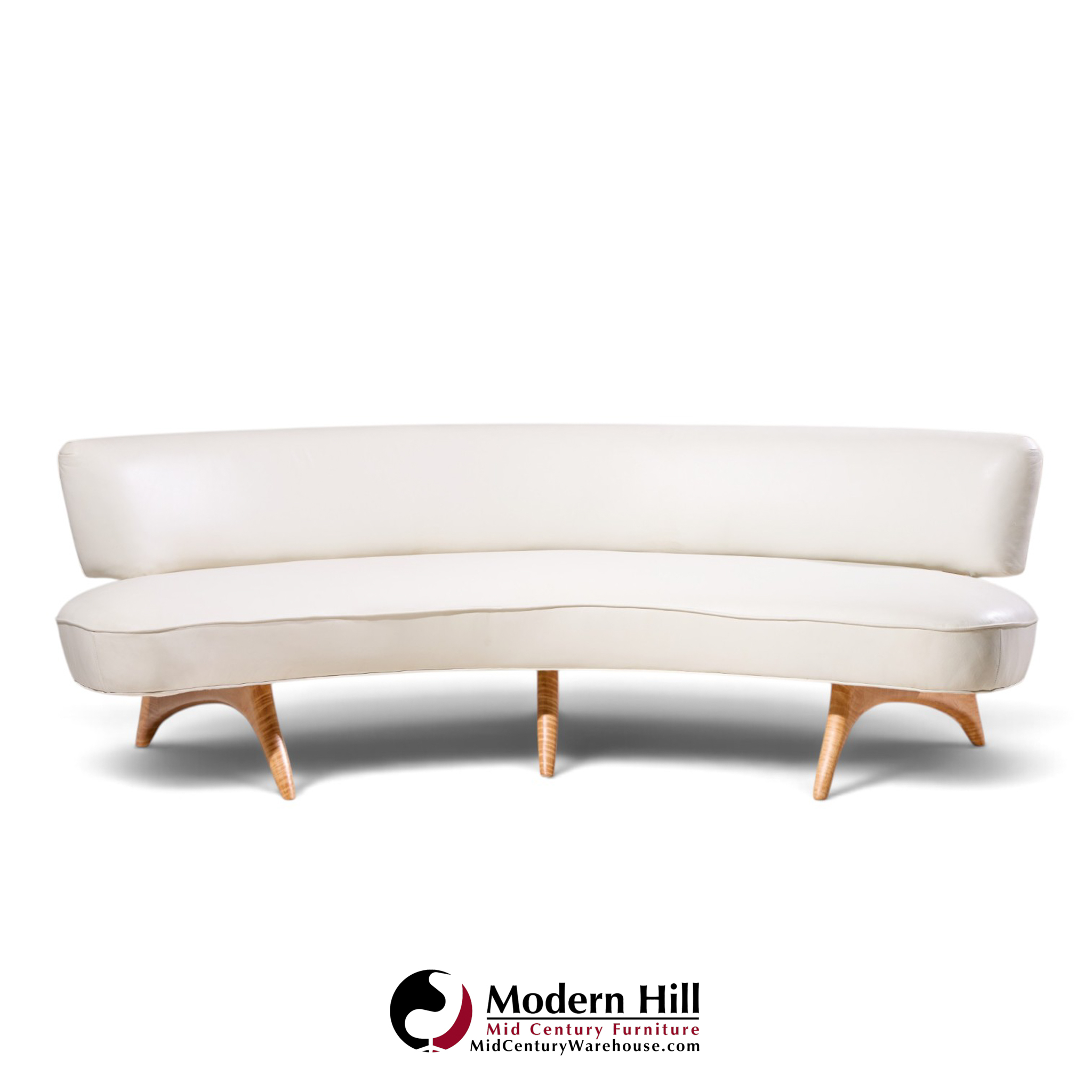 vladimir kagan mid century tiger maple floating curve sofa