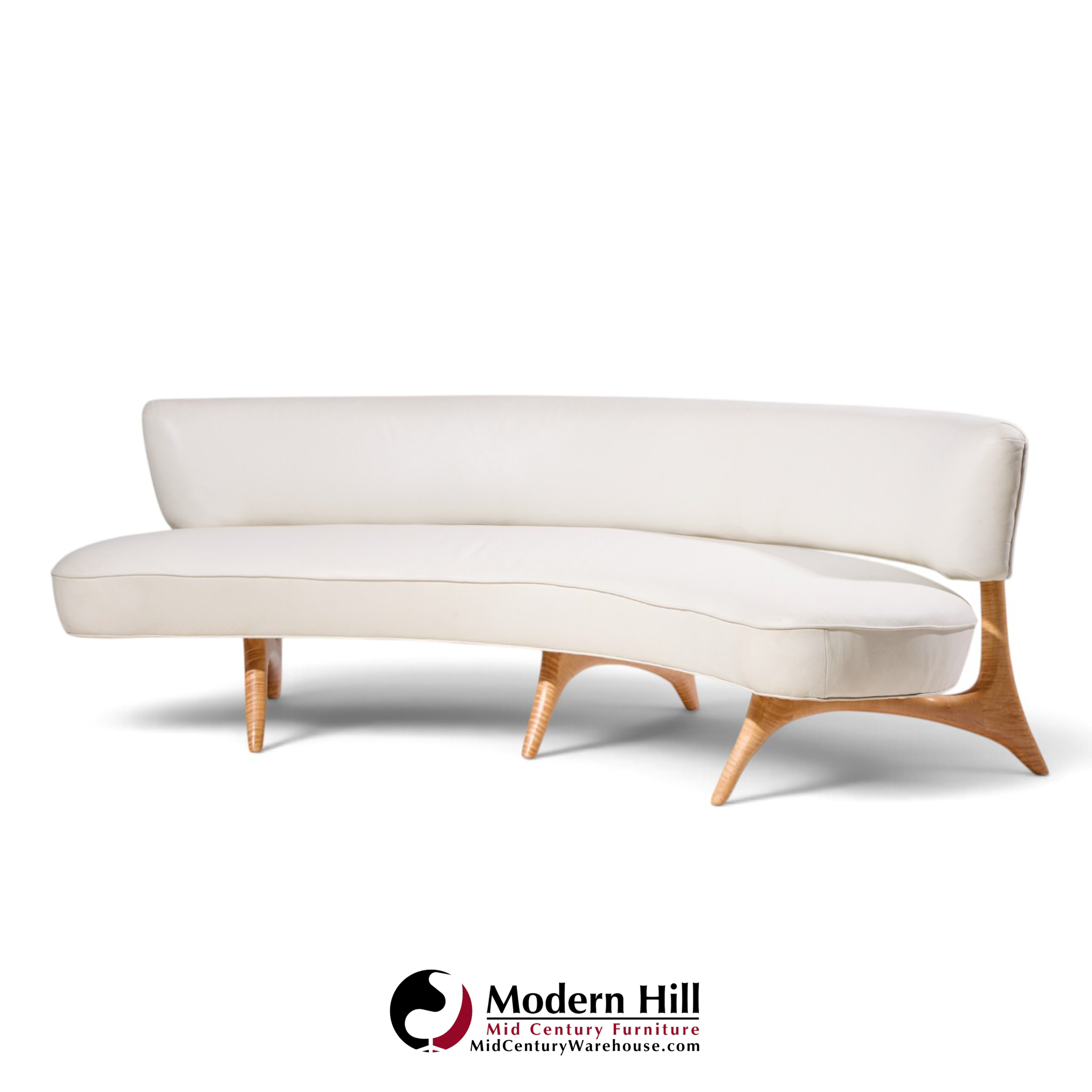 vladimir kagan mid century tiger maple floating curve sofa