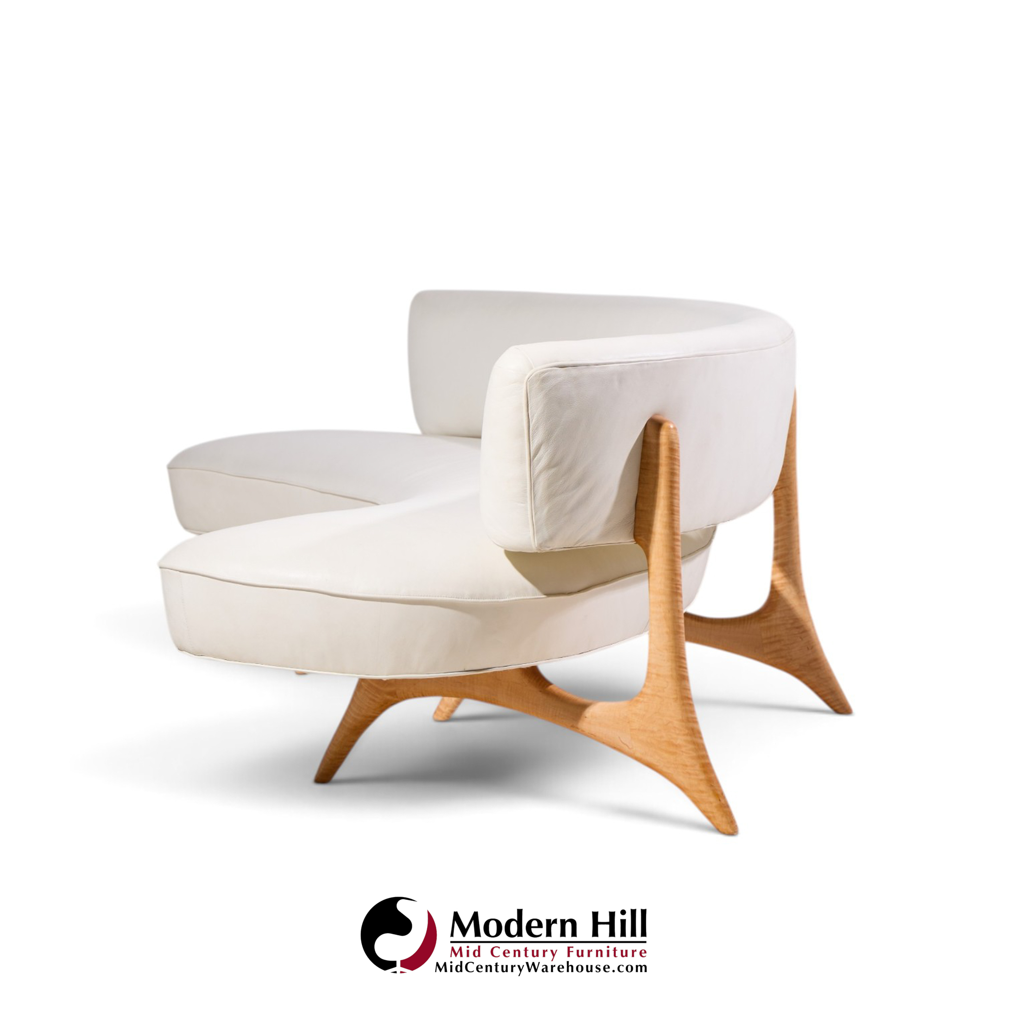 vladimir kagan mid century tiger maple floating curve sofa