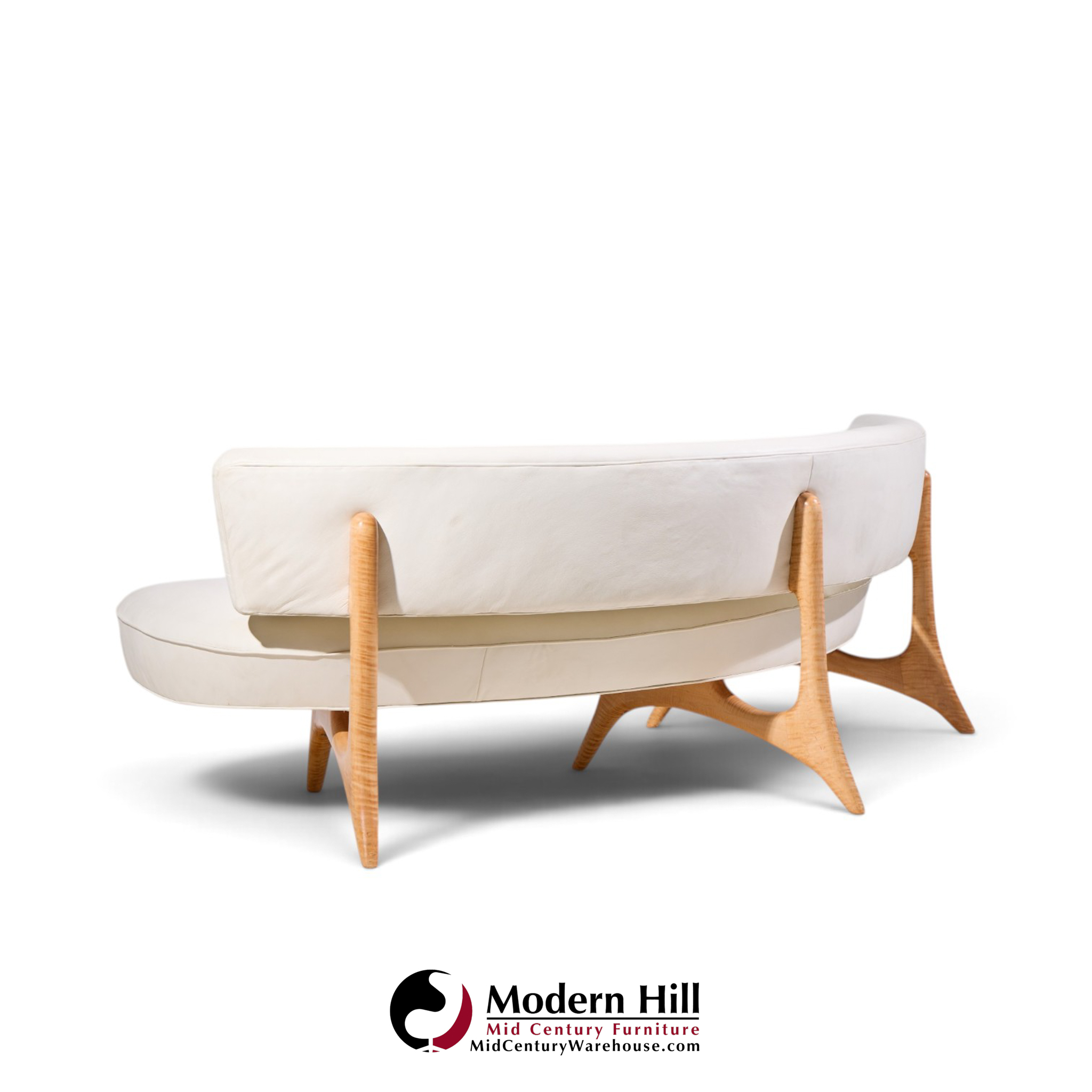 vladimir kagan mid century tiger maple floating curve sofa