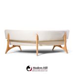 vladimir kagan mid century tiger maple floating curve sofa