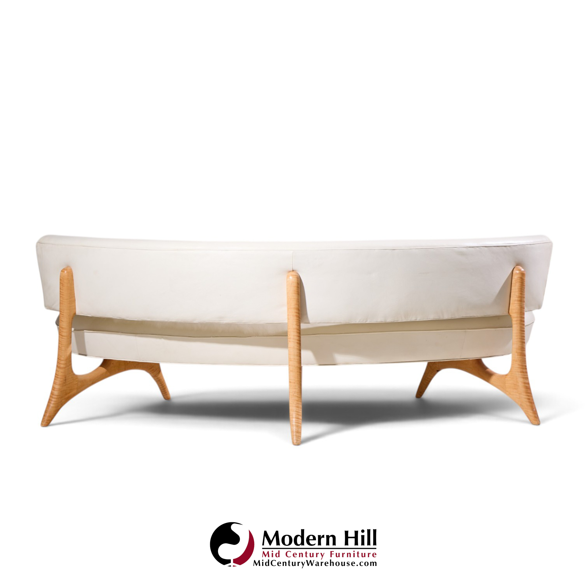 vladimir kagan mid century tiger maple floating curve sofa