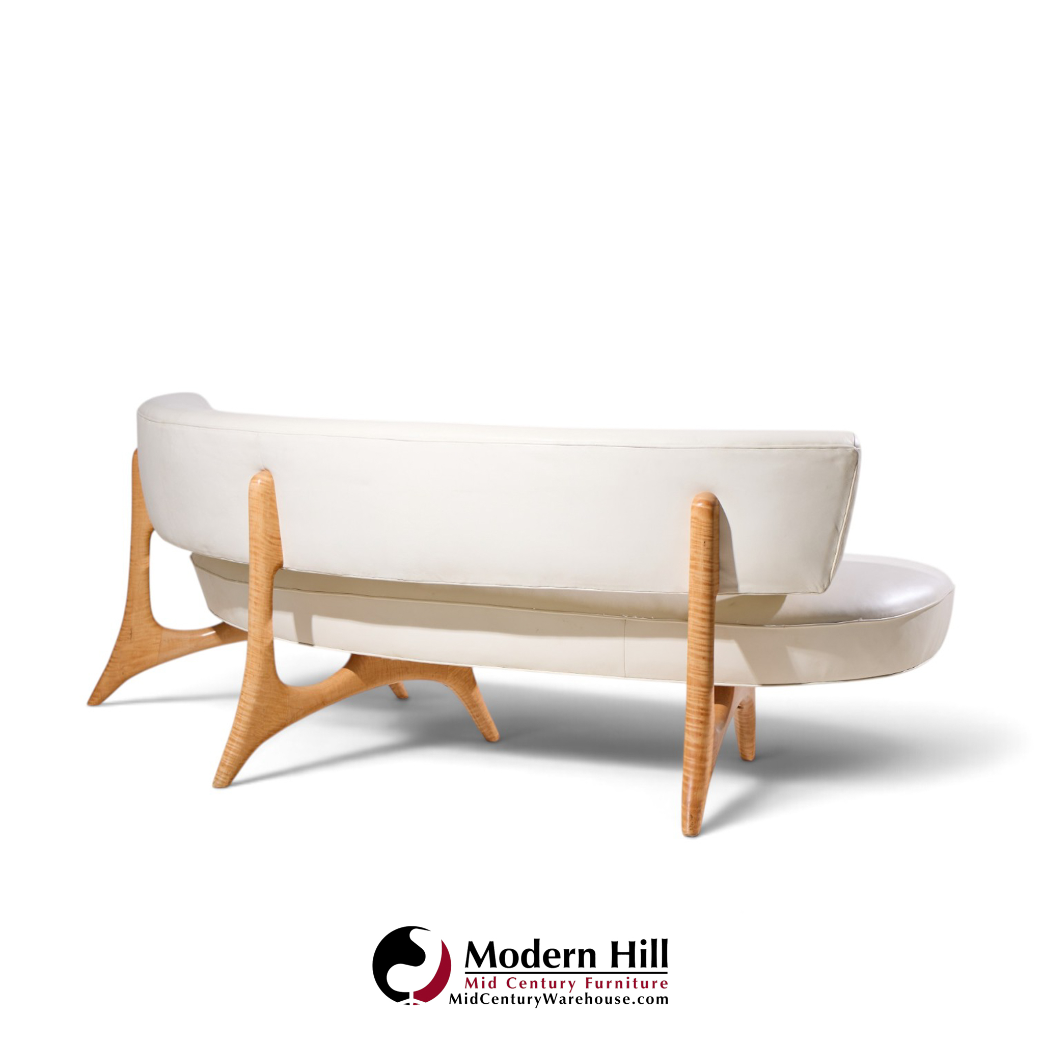 vladimir kagan mid century tiger maple floating curve sofa