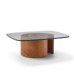 ladimir kagan mid century walnut snail coffee table