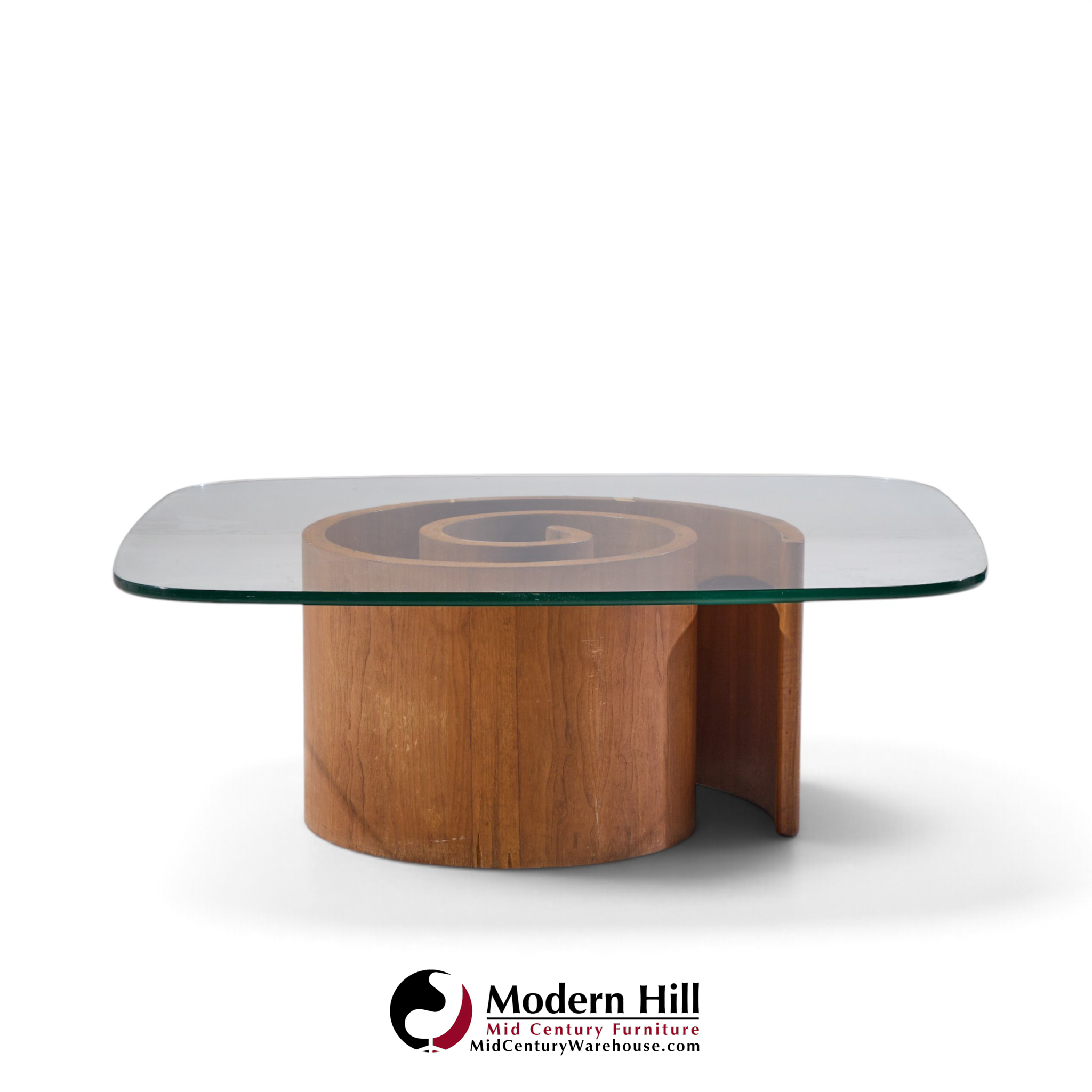 ladimir kagan mid century walnut snail coffee table
