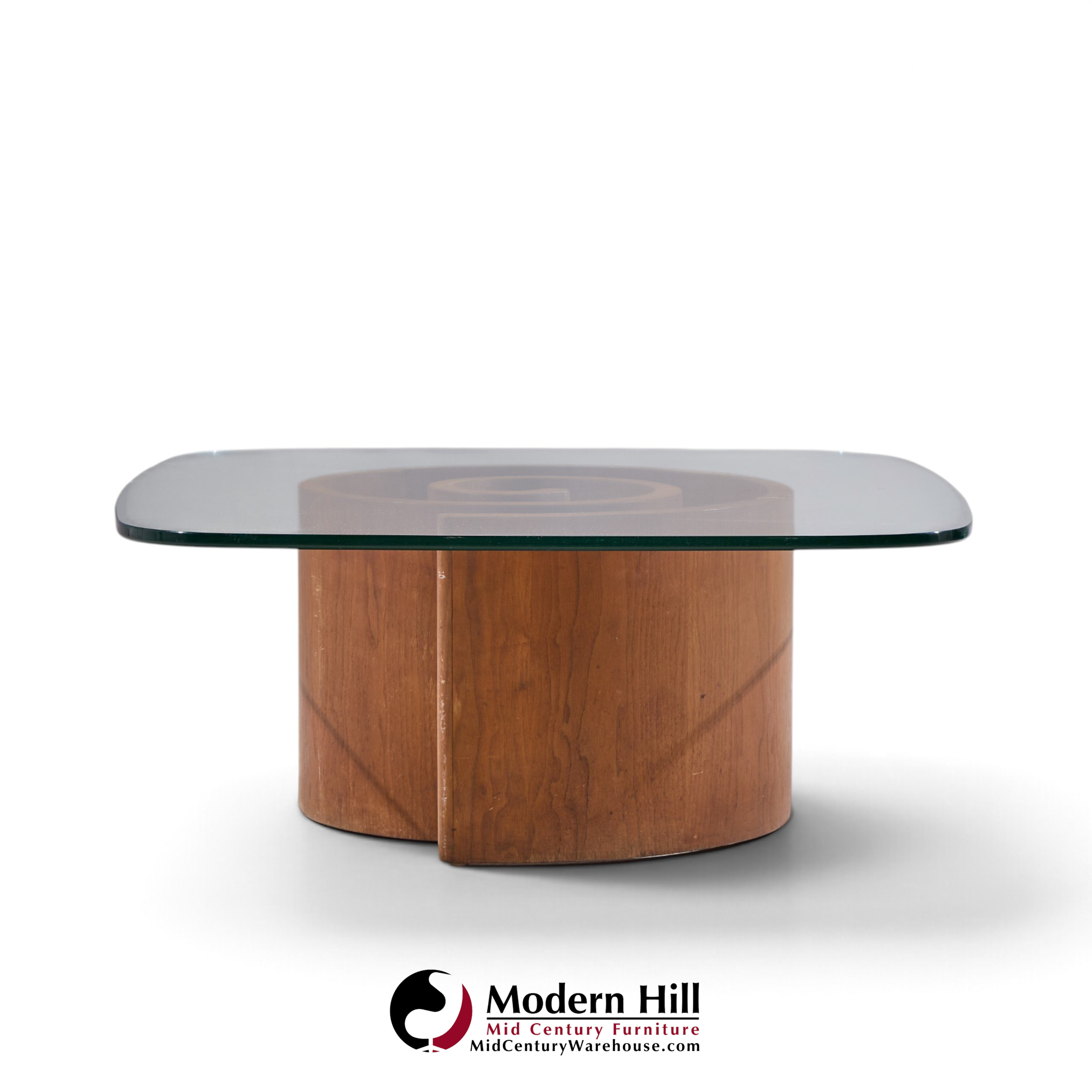 ladimir kagan mid century walnut snail coffee table