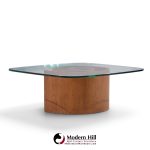 ladimir kagan mid century walnut snail coffee table