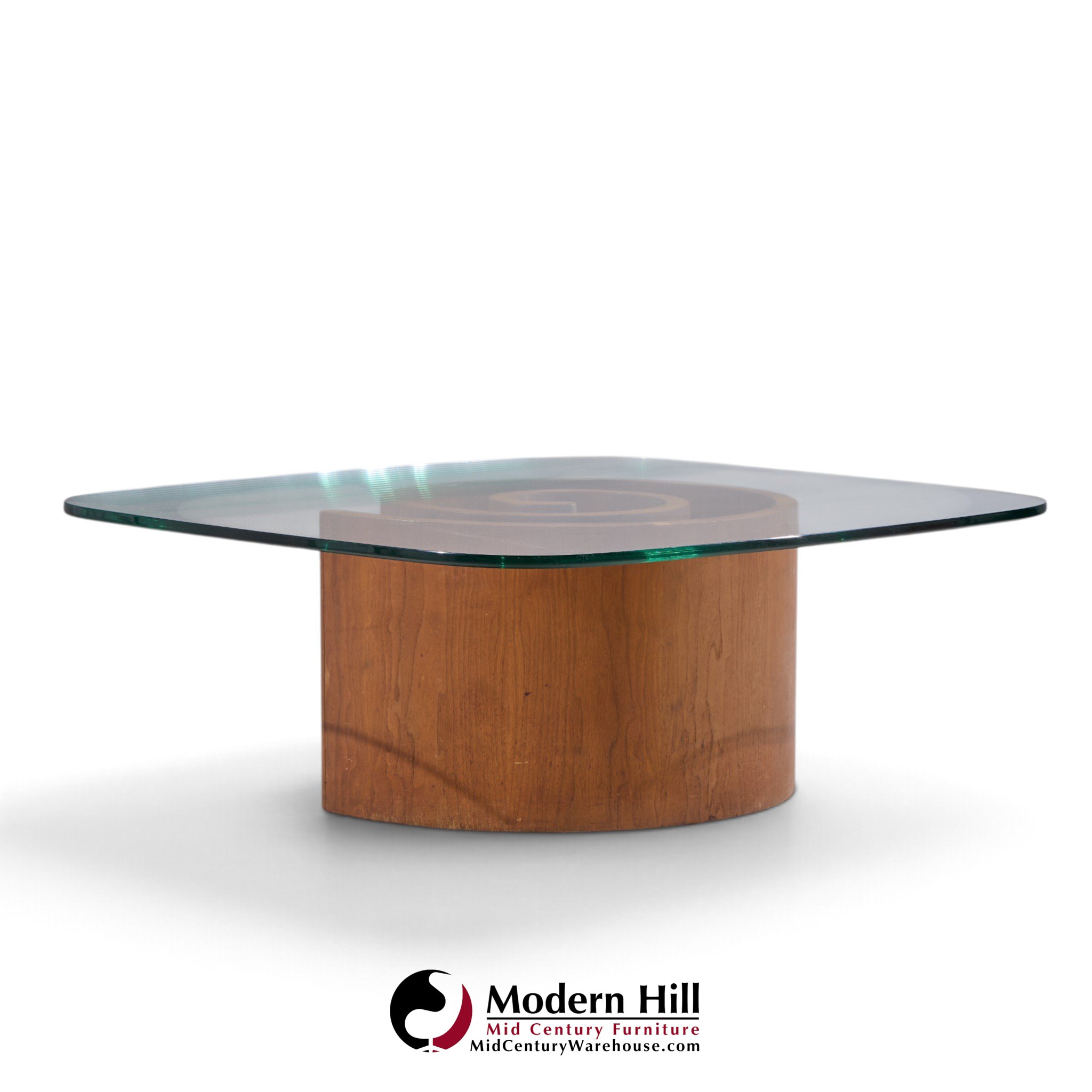 ladimir kagan mid century walnut snail coffee table
