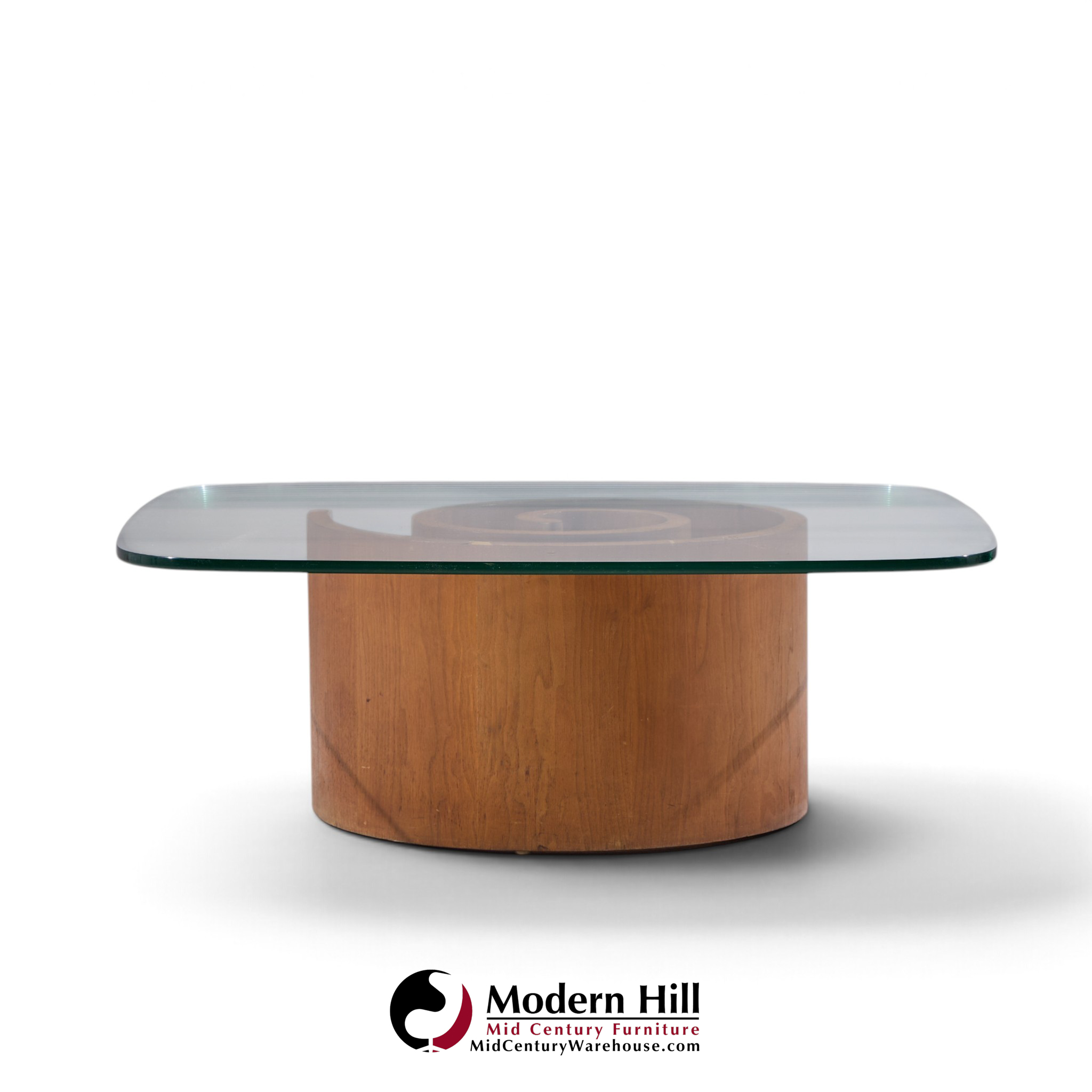ladimir kagan mid century walnut snail coffee table