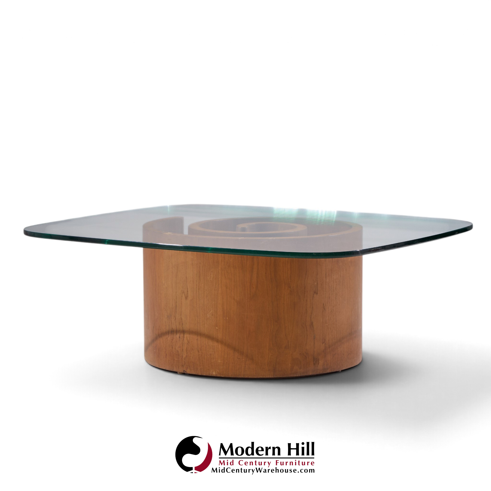 ladimir kagan mid century walnut snail coffee table