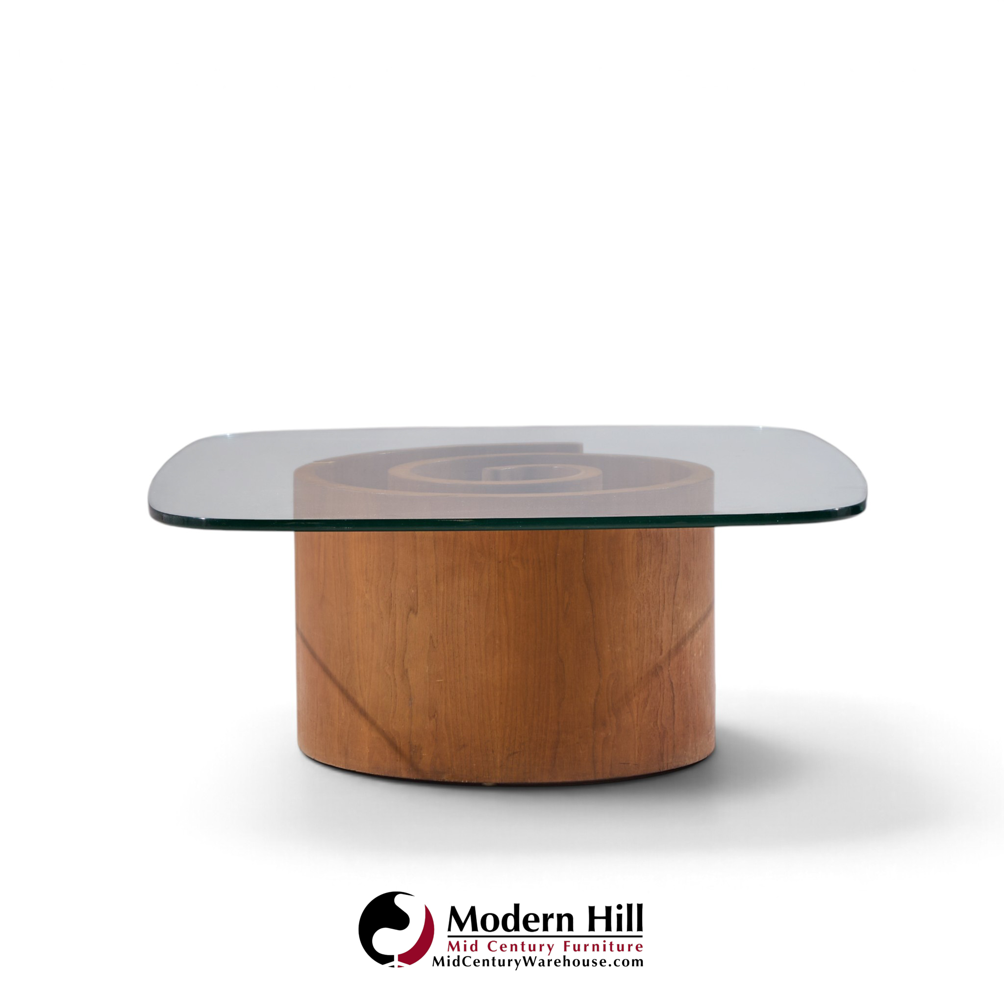 ladimir kagan mid century walnut snail coffee table