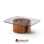 ladimir kagan mid century walnut snail coffee table