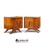 vladimir kagan style mid century sculptural walnut nightstands - pair