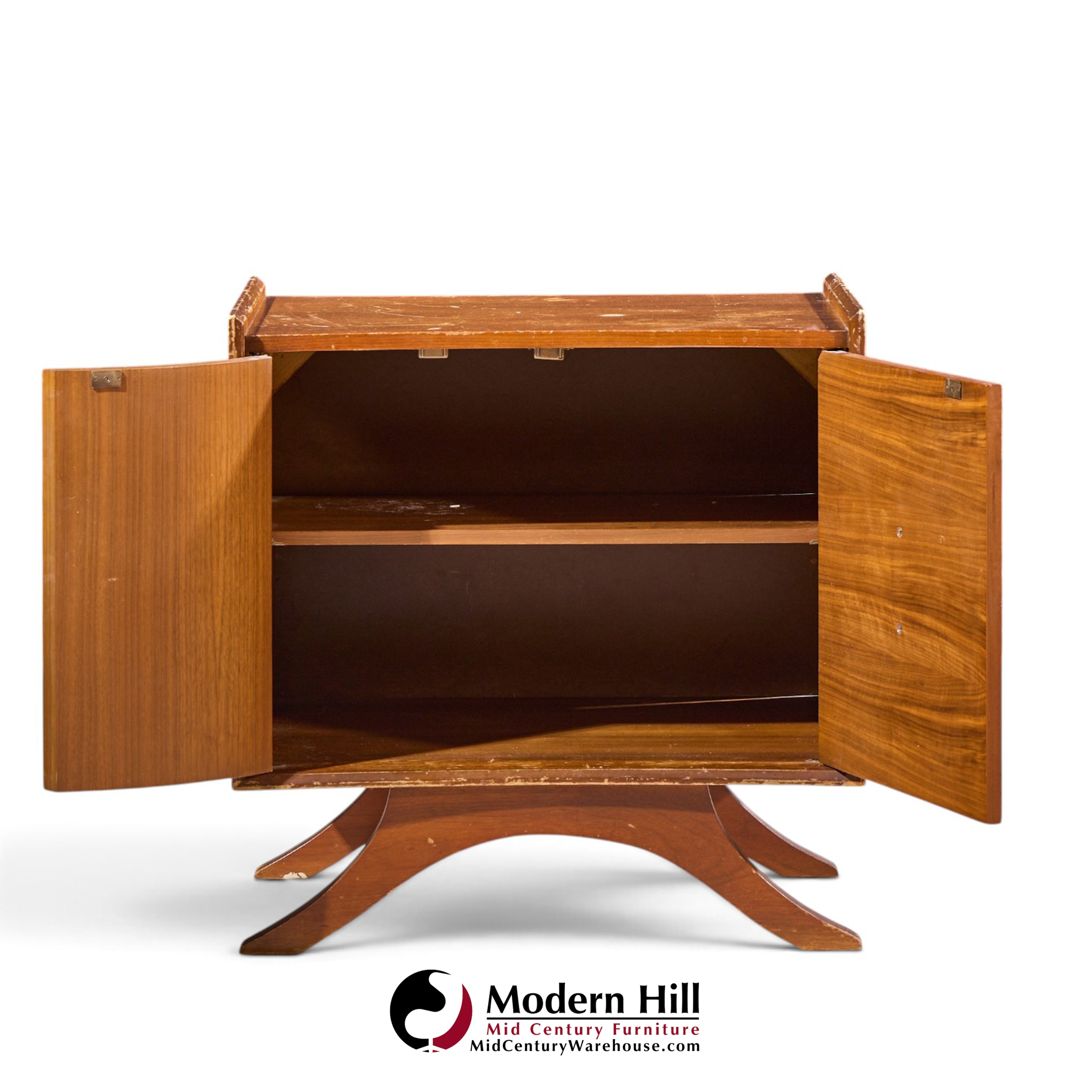 vladimir kagan style mid century sculptural walnut nightstands - pair