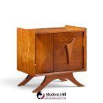 vladimir kagan style mid century sculptural walnut nightstands - pair