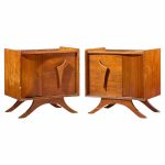 vladimir kagan style mid century sculptural walnut nightstands - pair