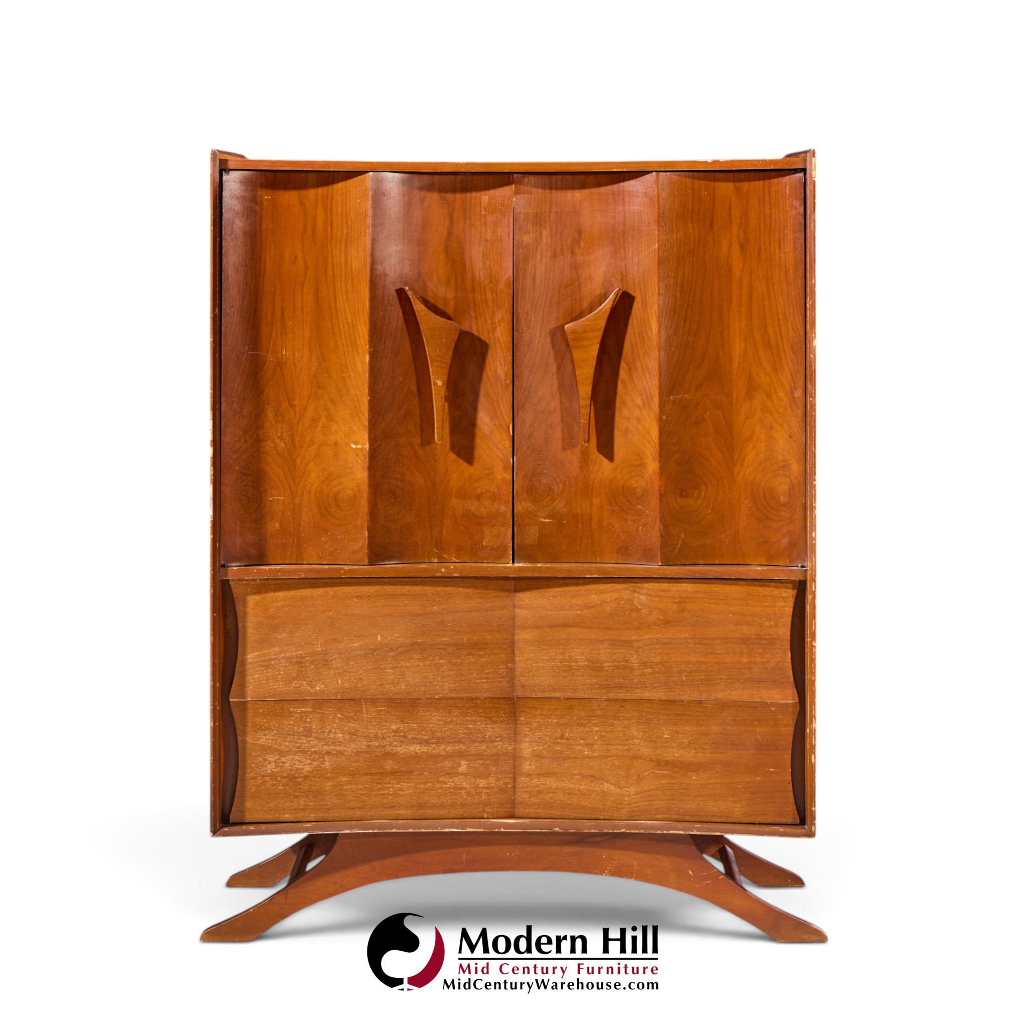 vladimir kagan style mid century walnut gentlemans chest highboy dresser