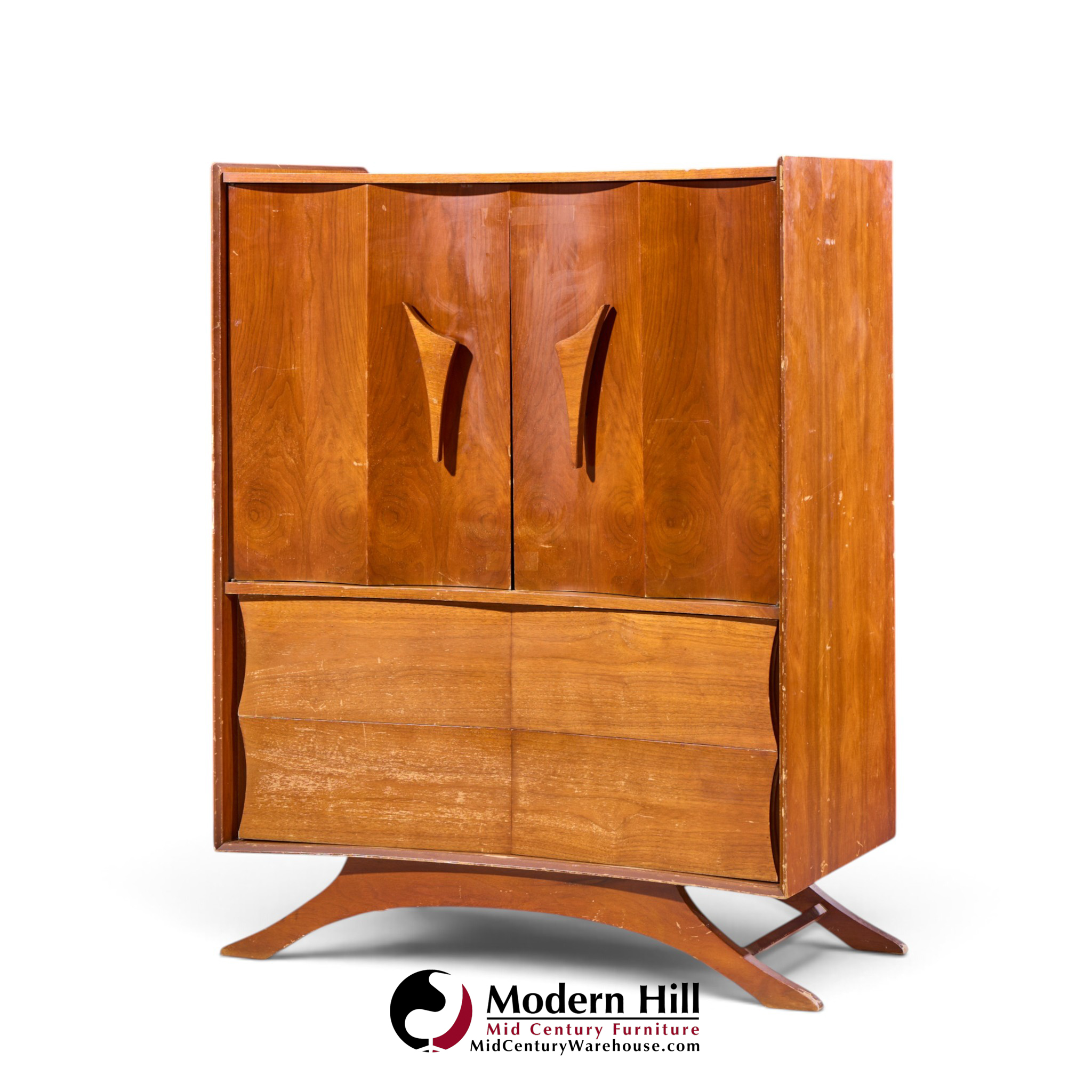 vladimir kagan style mid century walnut gentlemans chest highboy dresser