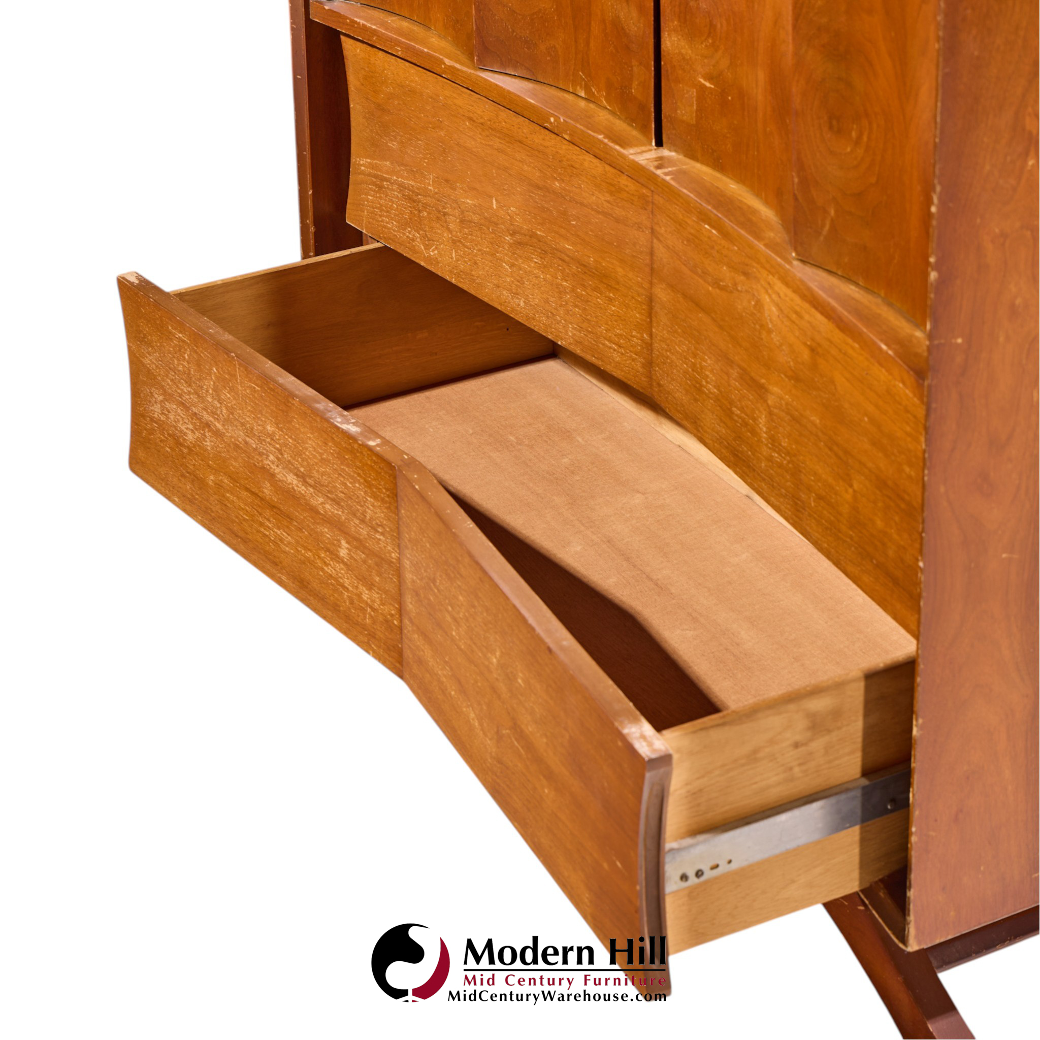 vladimir kagan style mid century walnut gentlemans chest highboy dresser