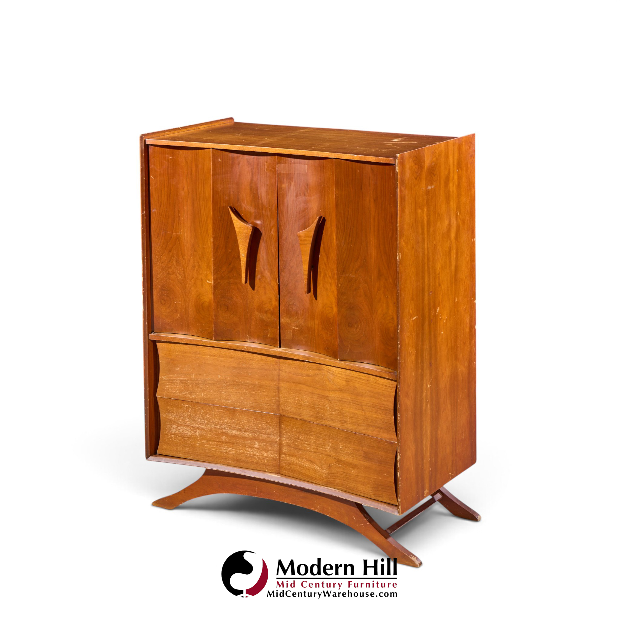 vladimir kagan style mid century walnut gentlemans chest highboy dresser