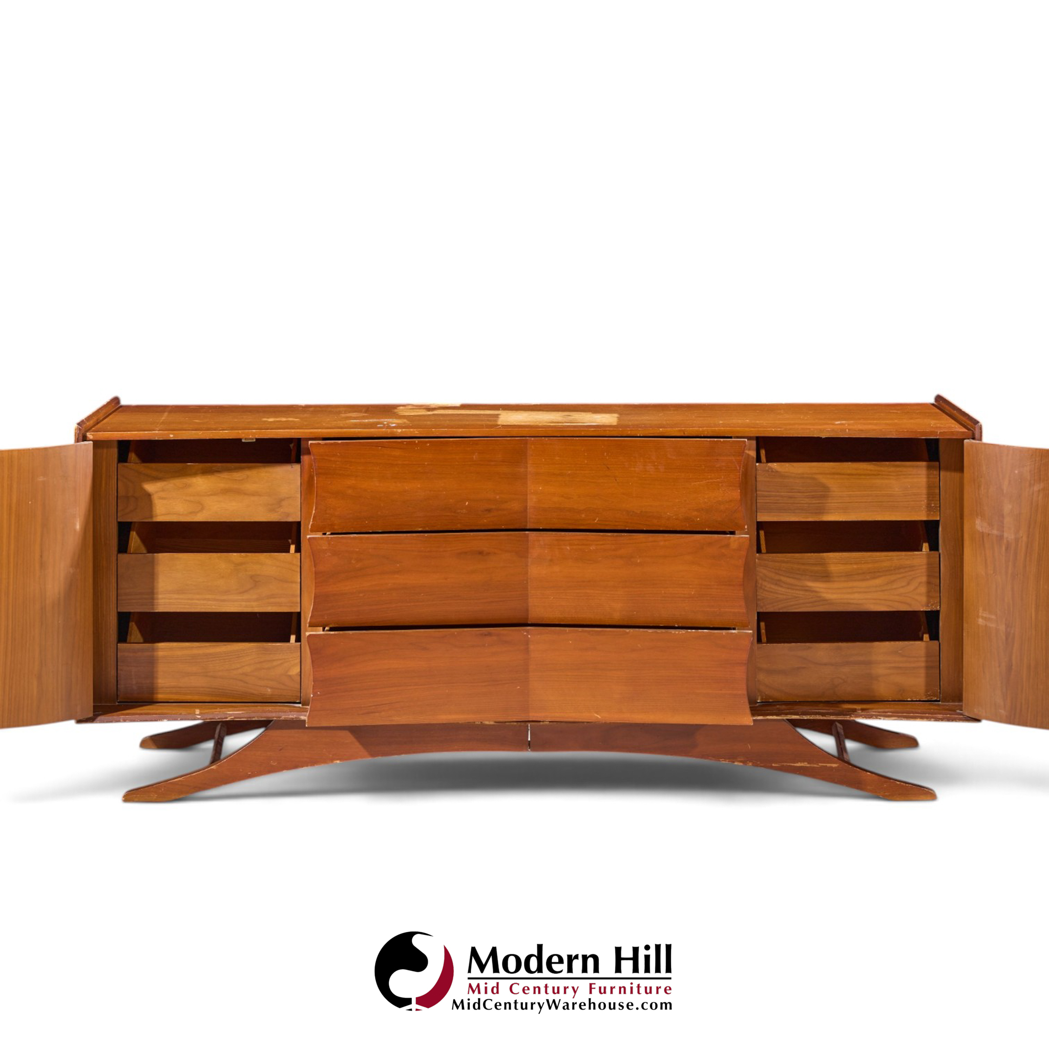 vladimir kagan style mid century walnut lowboy dresser