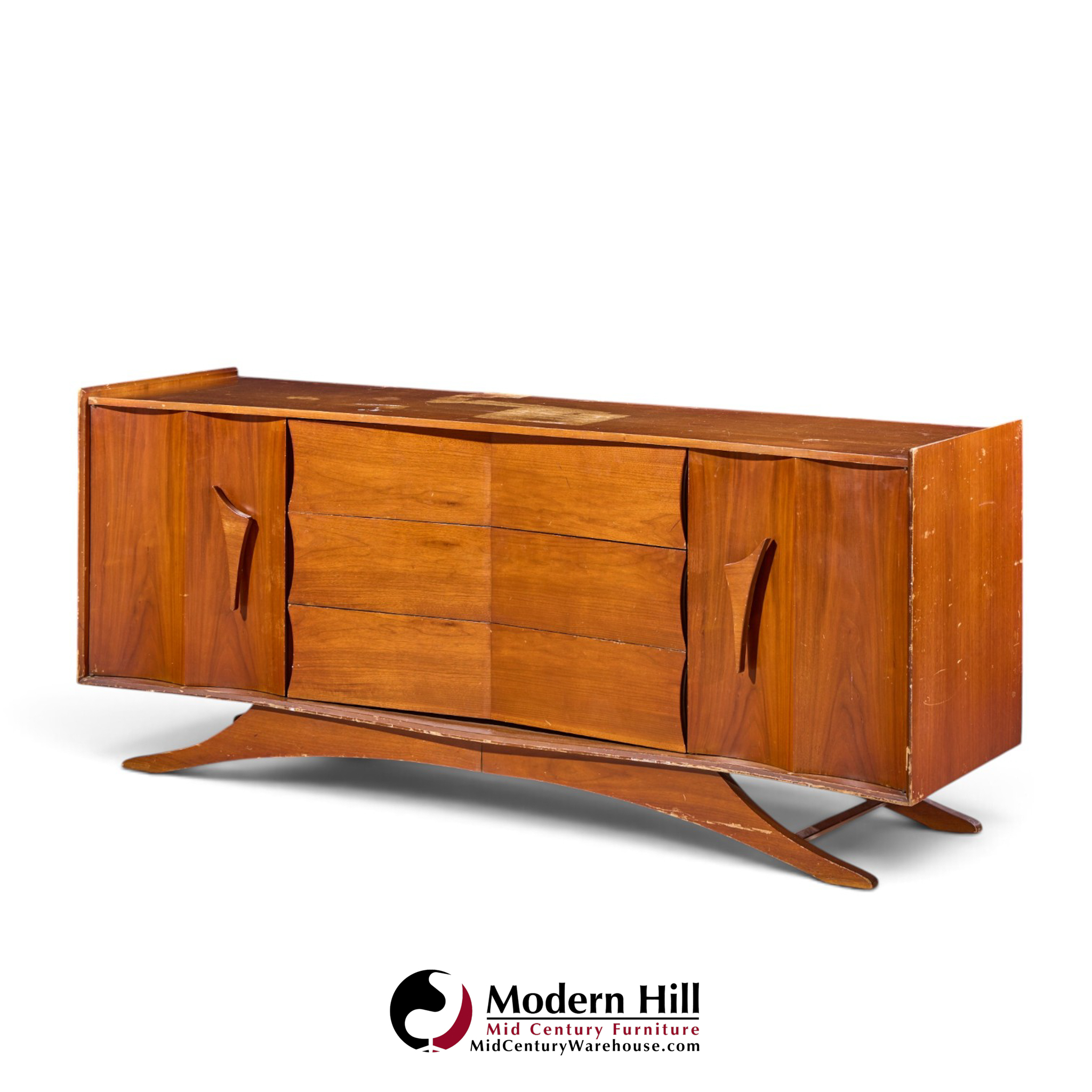 vladimir kagan style mid century walnut lowboy dresser