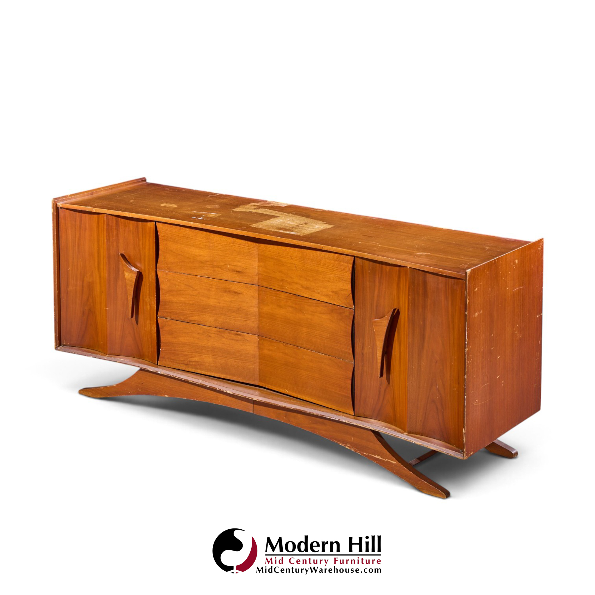vladimir kagan style mid century walnut lowboy dresser