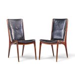 vladimir kagan for dreyfuss vk 101 mid century walnut sling chairs - pair