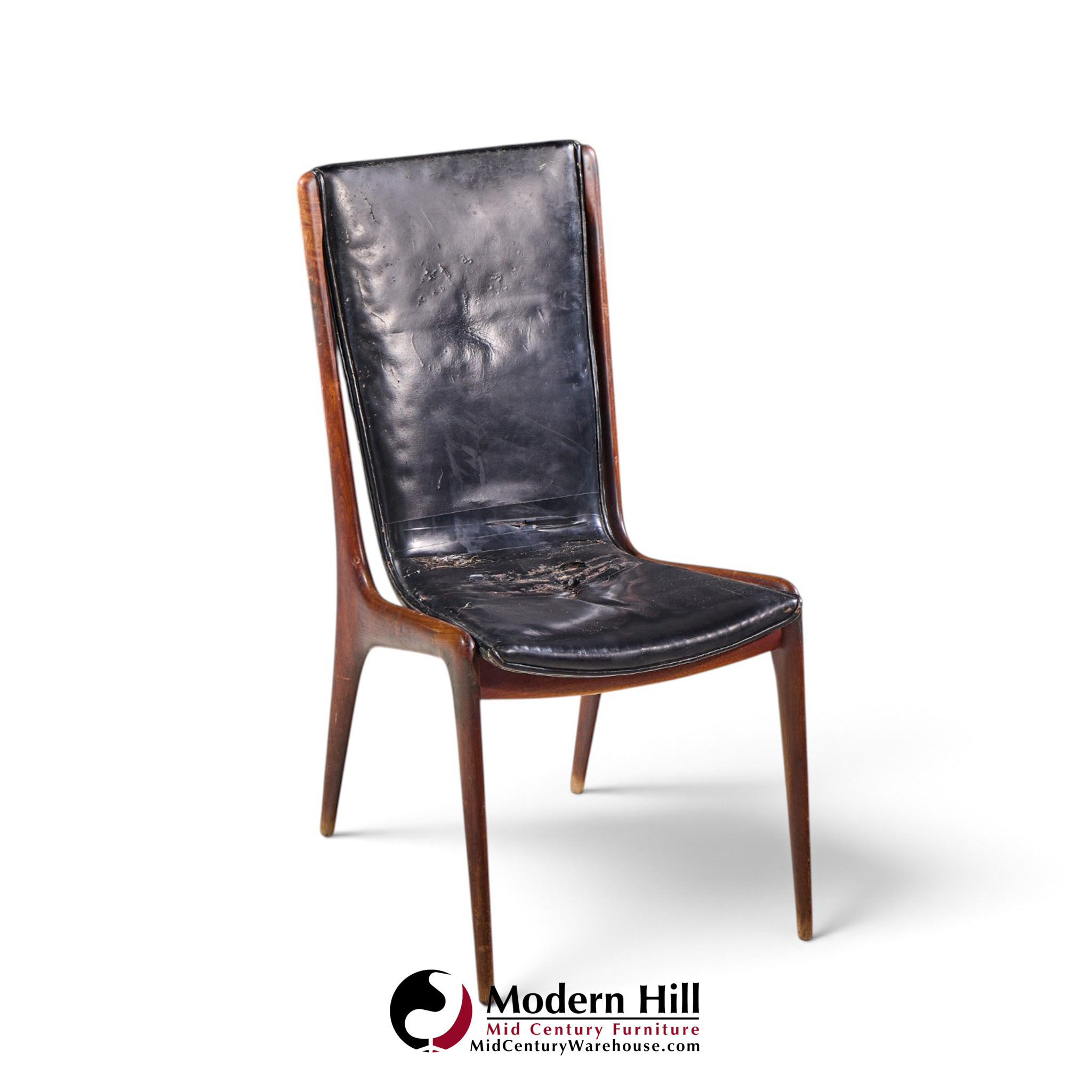 vladimir kagan for dreyfuss vk 101 mid century walnut sling chairs - pair