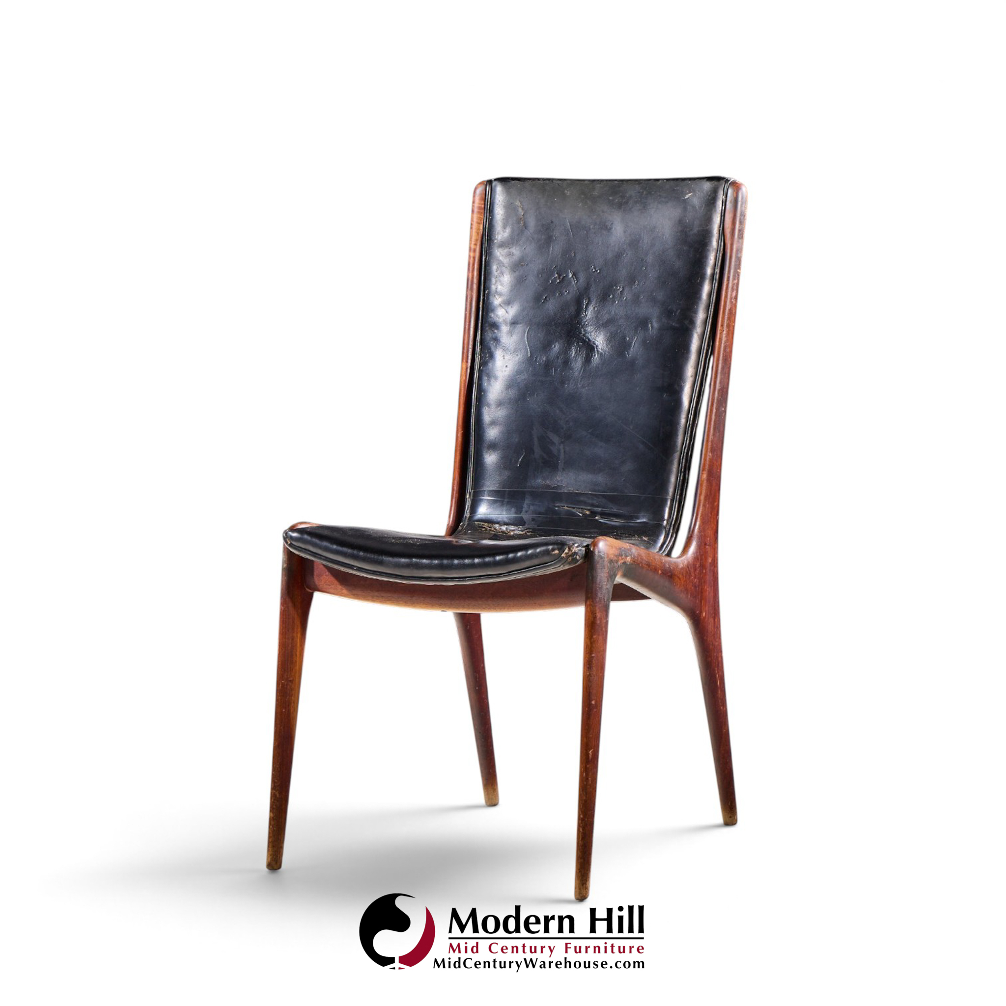 vladimir kagan for dreyfuss vk 101 mid century walnut sling chairs - pair