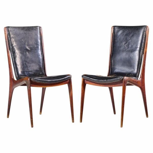 vladimir kagan for dreyfuss vk 101 mid century walnut sling chairs - pair