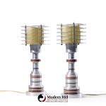 walter von nessen for pattyn products model 310 mid century machine age aluminum table lamps - pair
