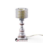 walter von nessen for pattyn products model 310 mid century machine age aluminum table lamps - pair