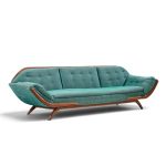 adrian pearsall style mid century walnut gondola sofa