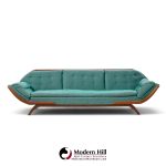 adrian pearsall style mid century walnut gondola sofa