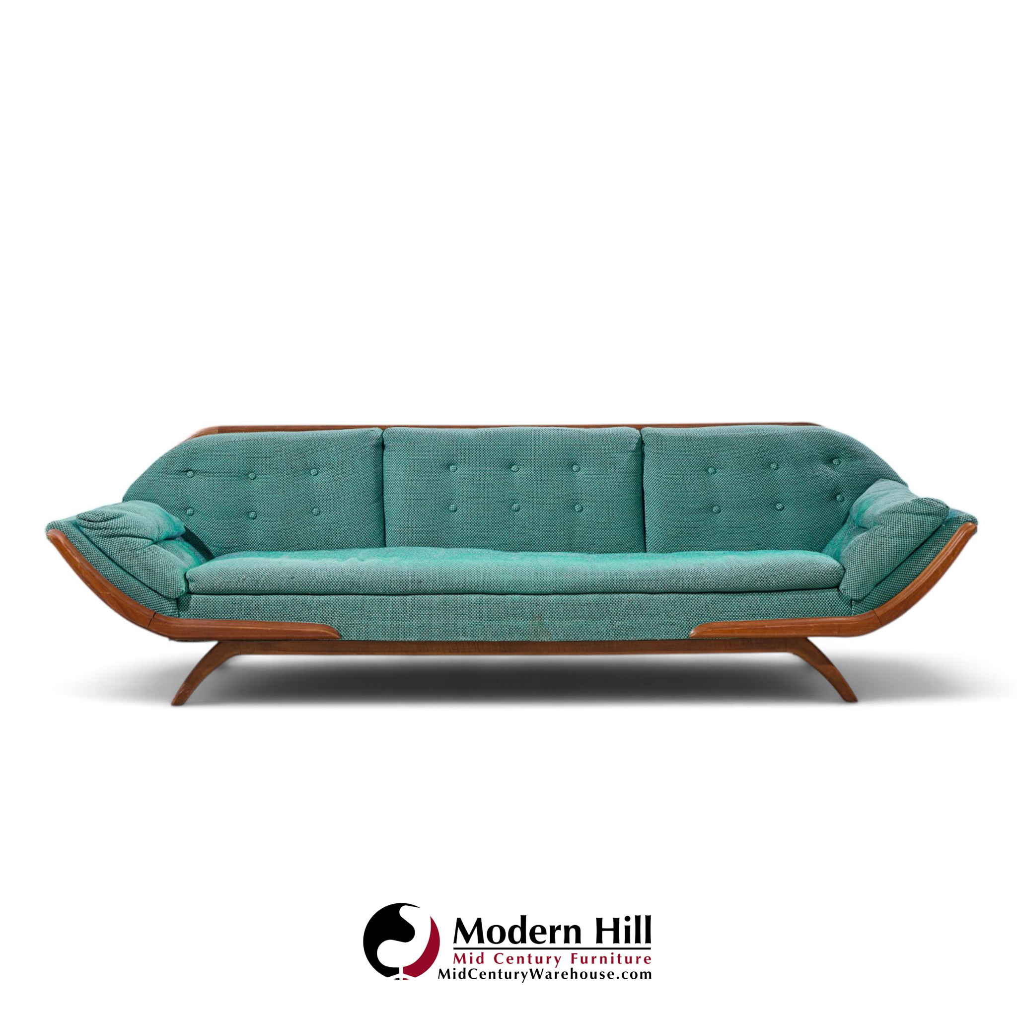 adrian pearsall style mid century walnut gondola sofa