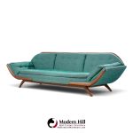 adrian pearsall style mid century walnut gondola sofa