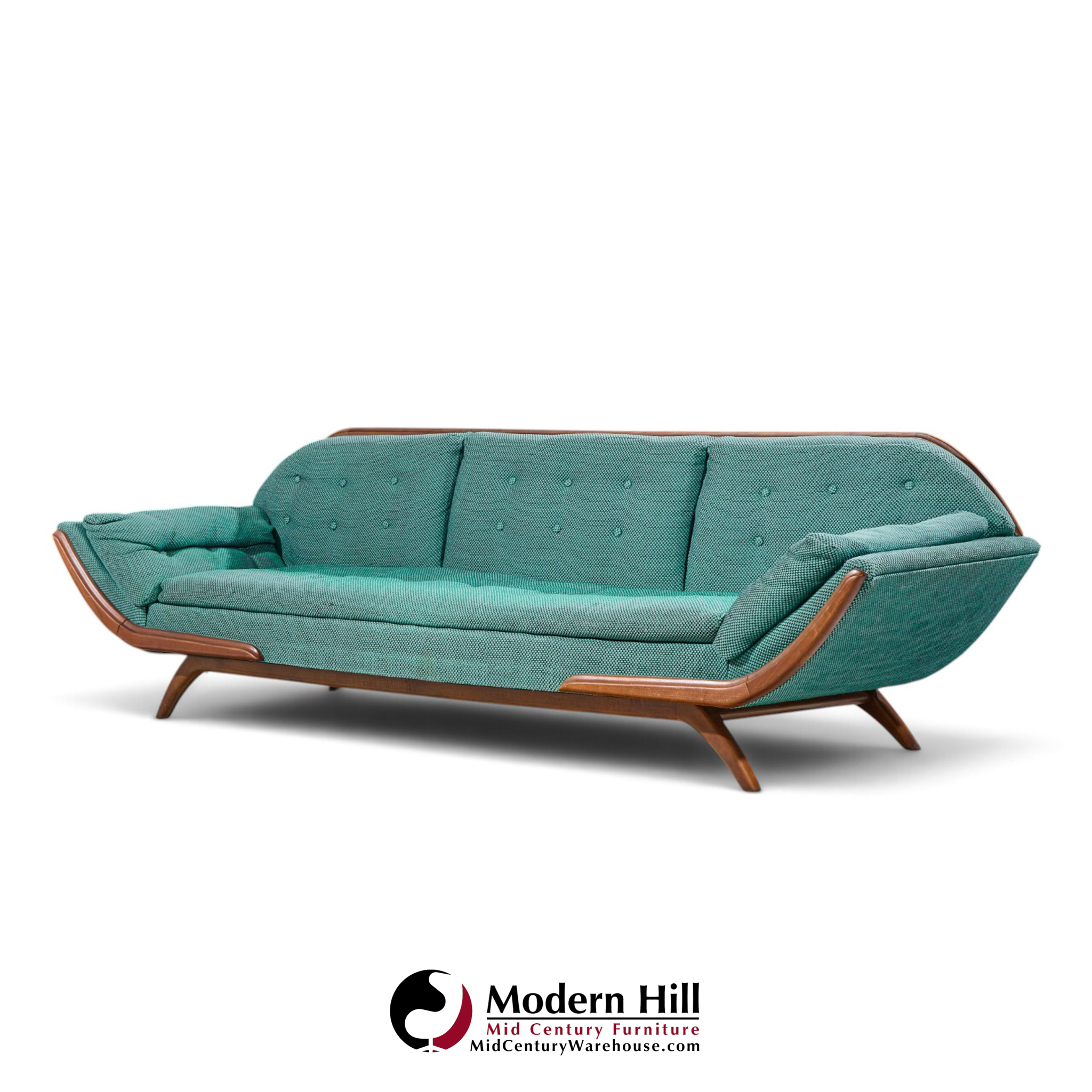adrian pearsall style mid century walnut gondola sofa