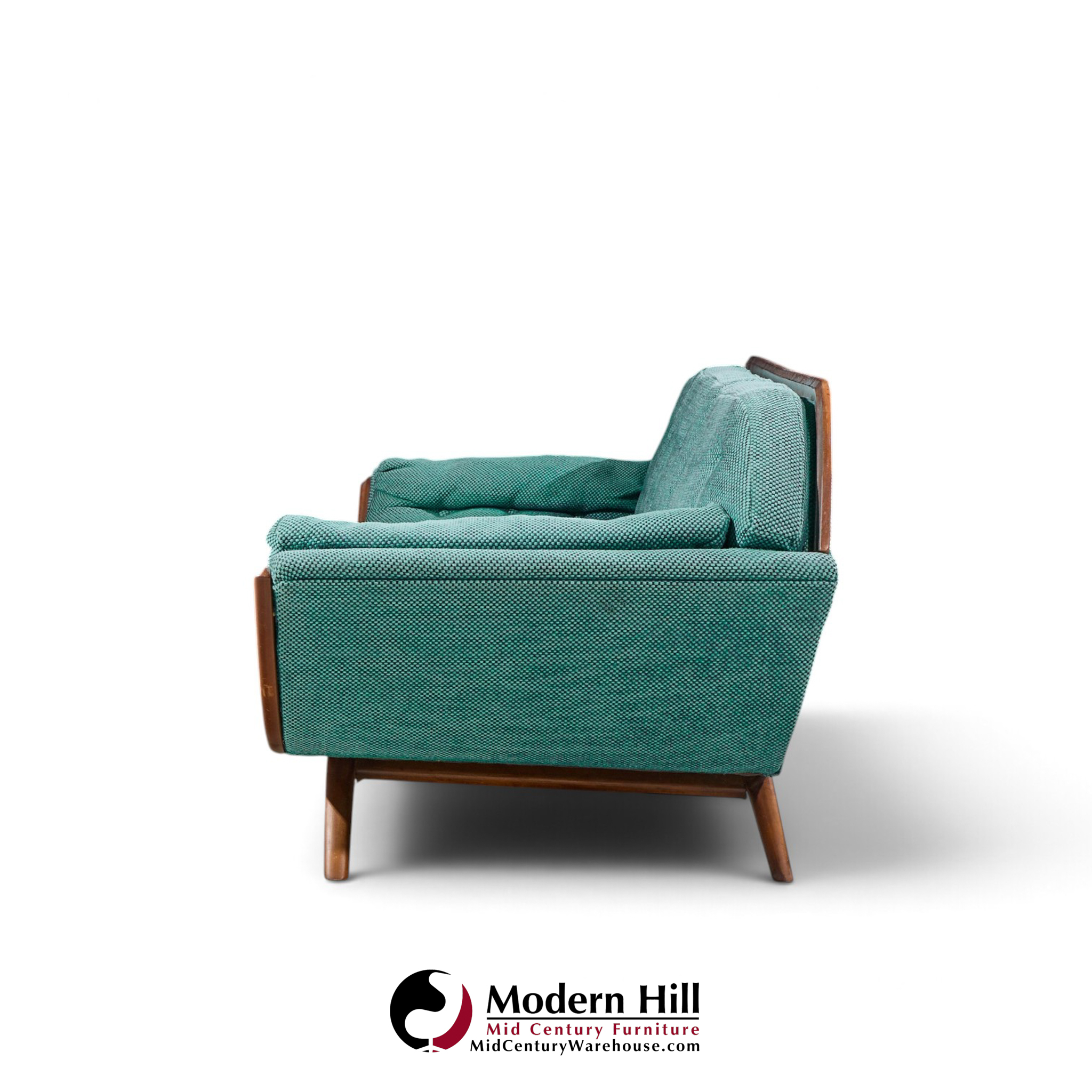 adrian pearsall style mid century walnut gondola sofa