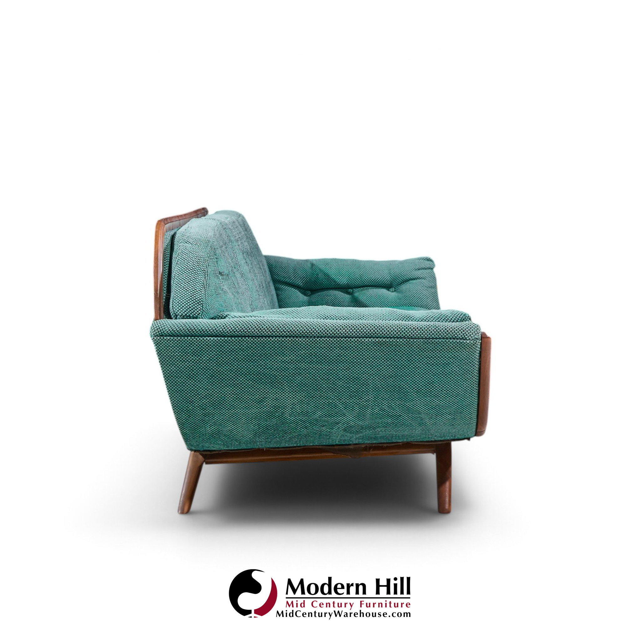 adrian pearsall style mid century walnut gondola sofa