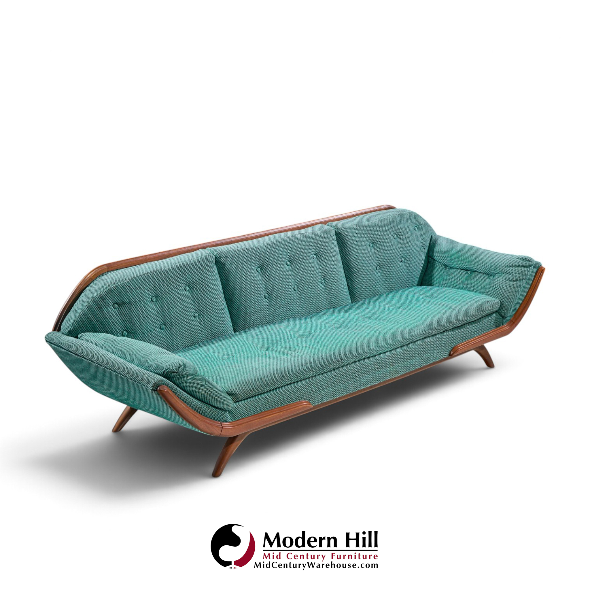 adrian pearsall style mid century walnut gondola sofa