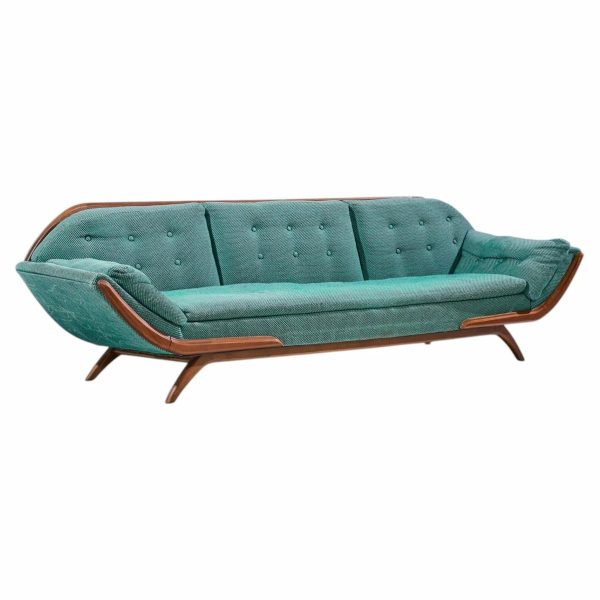 adrian pearsall style mid century walnut gondola sofa