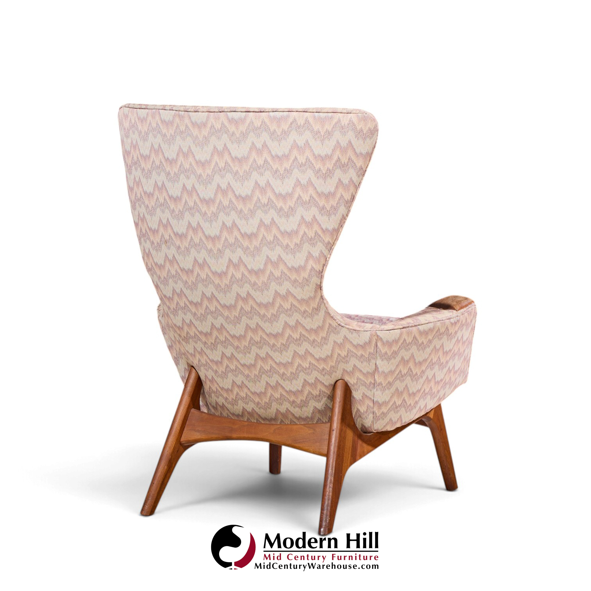 adrian pearsall for craft associates 2231-c mid century walnut wingback lounge chairs - pair