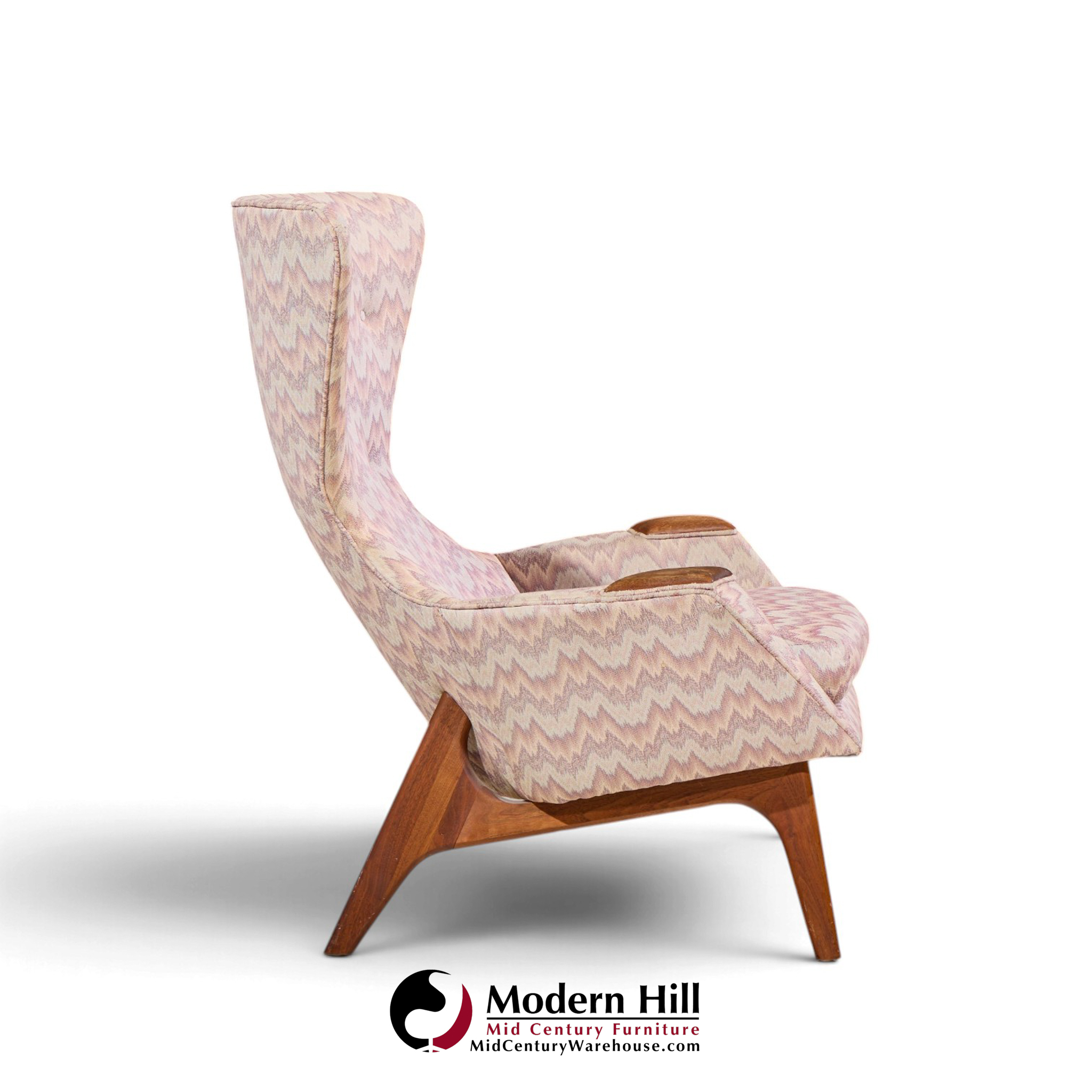adrian pearsall for craft associates 2231-c mid century walnut wingback lounge chairs - pair