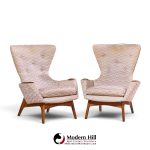 adrian pearsall for craft associates 2231-c mid century walnut wingback lounge chairs - pair