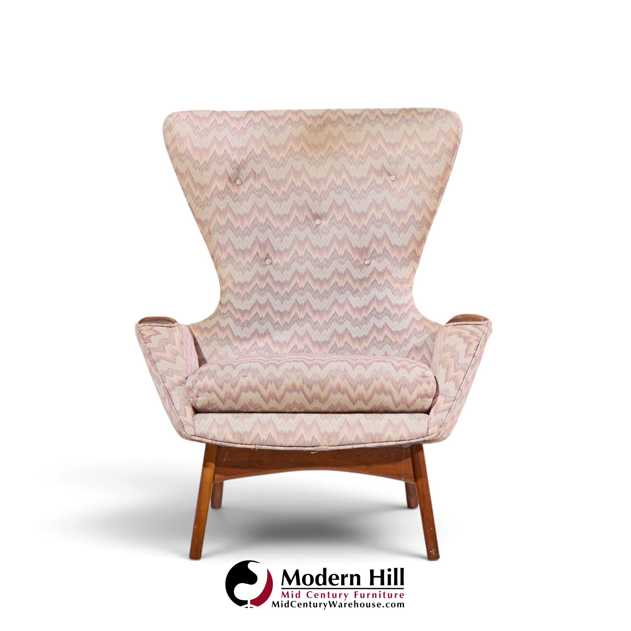 adrian pearsall for craft associates 2231-c mid century walnut wingback lounge chairs - pair