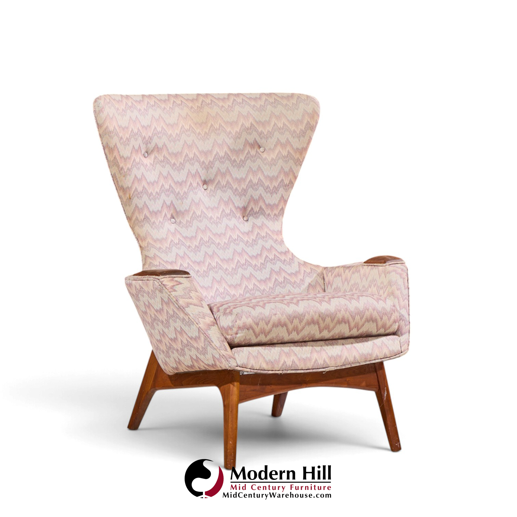 adrian pearsall for craft associates 2231-c mid century walnut wingback lounge chairs - pair