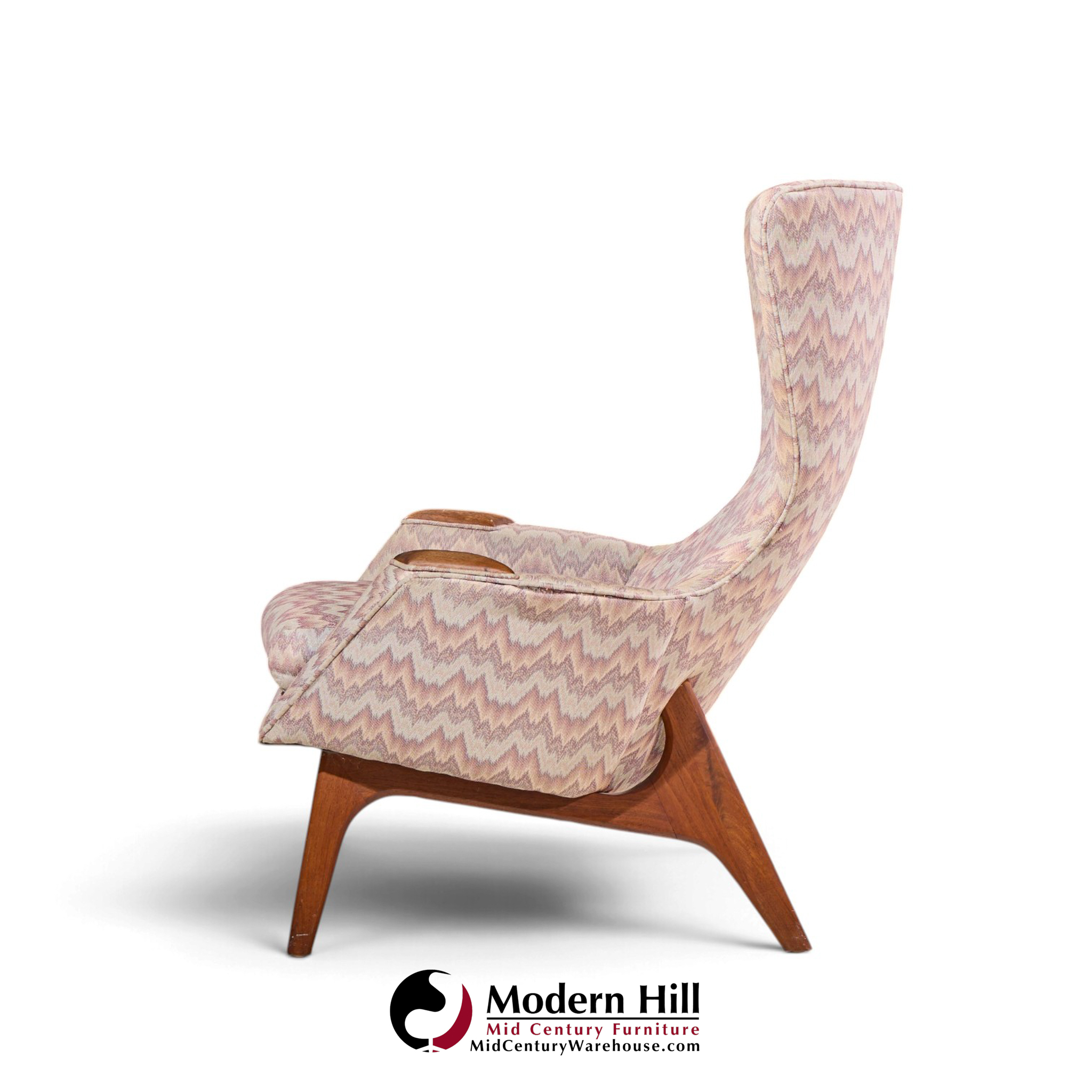 adrian pearsall for craft associates 2231-c mid century walnut wingback lounge chairs - pair